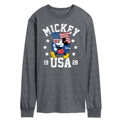 Men's - Disney - Mickey Waving Flag USA Long Sleeve Graphic T-Shirt