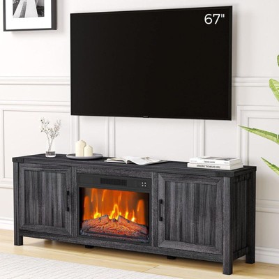 Coolmee Electric Fireplace TV Stand for TVs Up to 67", Media Entertainment Center w/23" Adjustable Color Insert Fireplace, Remote Control ＆ Timer