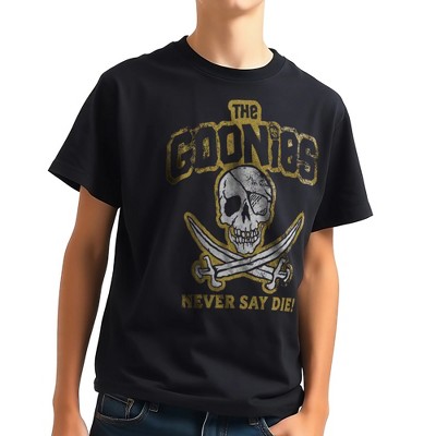 The Goonies Skull & Crossed Swords Adult Black Crew Neck Short Sleeve T-shirt