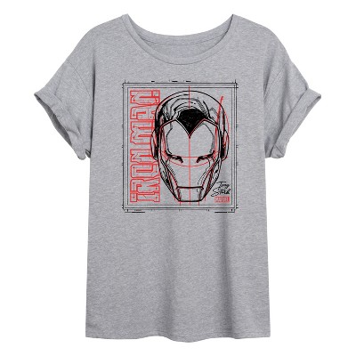 Women's - Marvel - Iron Man Sketch Oversized Graphic T-Shirt