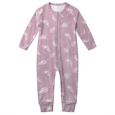 Owlivia Bamboo Footless Pajama, Baby Romper - Feather Mauve