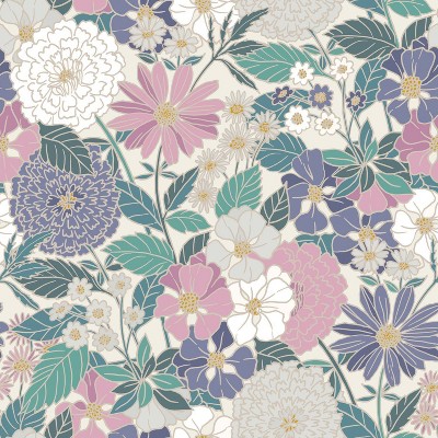 RoomMates Bohemian Floral Peel and Stick Wallpaper Beige: Removable Vinyl Botanical Self-Adhesive, 30.8 Sq Ft Coverage