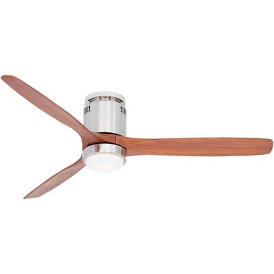 52" Casa Vieja Modern Hugger Indoor Ceiling Fan with Light LED Remote Control Brushed Nickel Carved Wood for Living Room Kitchen Bedroom