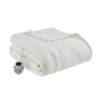 Serta Fleece to Faux Shearling Electric Heated Bed Blanket
