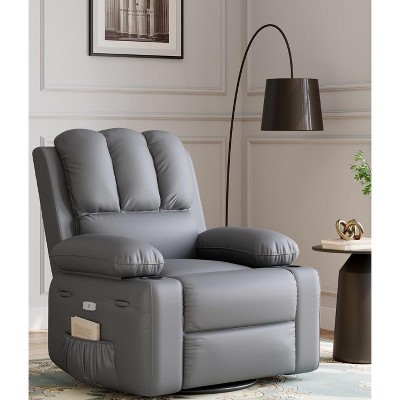 Acekool Power Recliner sofa with Heat & Massage, Swivel Rocker, USB Port, Cup Holders, Side Pockets, Extra-Wide Seat, Living Room