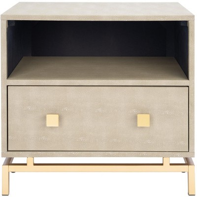 Meilana 1 Self 1 Drawer Nightstand - NST6403 - Light Taupe/Brass - Safavieh