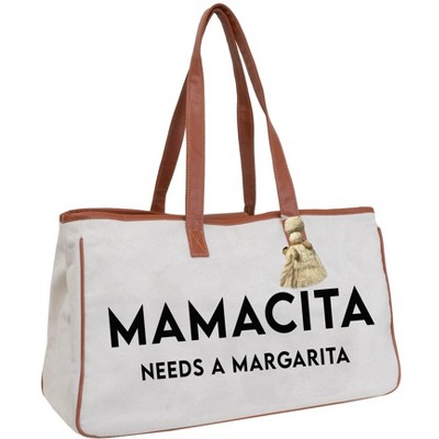 Magid Canvas Slogan Tote "MAMACITA NEEDS A MARGARITA"