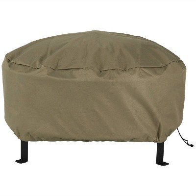Sunnydaze Outdoor Heavy-Duty Weather-Resistant PVC and 300D Polyester Round Fire Pit Cover with Drawstring and Toggle Closure