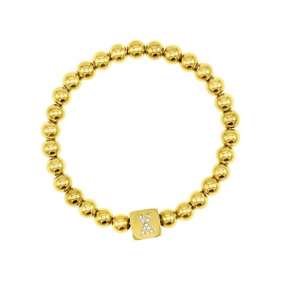 Adornia 14k Gold Plated Initial Cube Stretch Bracelet