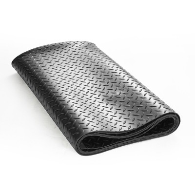 VEVOR Diamond-Plate Rubber Flooring Roll, 3 mm x 4 ft x 15 ft Garage Floor Mat, SBR Rubber Garage Flooring Roll, Easy to Clean, Rubber Mat, Black