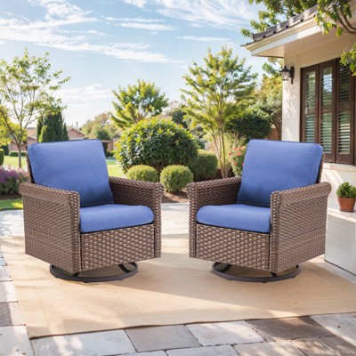 Buenhomino Patio Chairs Wicker Swivel Rocker Set of 2 - Heavy Duty Patio Furniture Set Wicker Outdoor Swivel Glider Chairs for Porch Balcony Deck