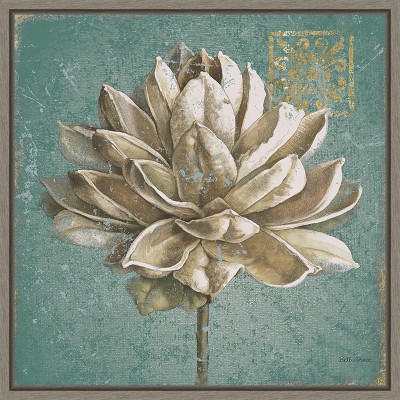 Amanti Art Seed Pod I no Words Turquoise by Beth Grove Framed Canvas Wall Art