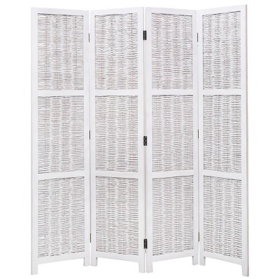 Legacy Decor Wicker and Wood Screen Room Divider