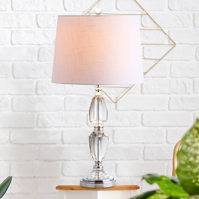 27" Crystal Graham Table Lamp with Linen Shade for Nightstand - JONATHAN Y