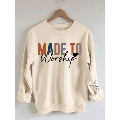 Women Christian Pullovers Letter Graphic Crew Neck Religious Faith Long Sleeve Tops
