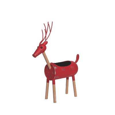 Transpac 18.75 in Red Metal Christmas Reindeer Decorative Object Simple Shapes Iron Holiday Decor