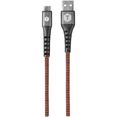 ToughTested® Charge & Sync USB-A to USB-C® Hi-Speed Braided-Fabric Cable, 6ft in Black