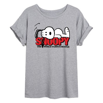 Women's - Peanuts - Snoopy Laying -Women's Oversized Graphic T-Shirt Oversized Graphic T-Shirt