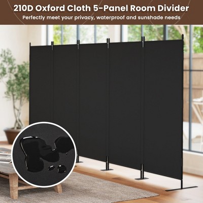 Sandinrayli Room Divider 5 Panel Privacy Screen Wall Dividers, Folding Portable Room Partition for Office 145" W x 73" H, Black