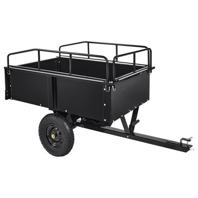 750 lbs Heavy-Duty Steel Dump Cart - 15 Cubic Feet Garden Utility Trailer with Removable Sides, Hand-Pull or Foot Pedal Dumping for ATV UTV