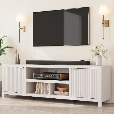 Acekool 70" Modern Fluted TV Stand for TVs up to 80", Media Console with Storage Cabinets, Adjustable Shelves, Entertainment Center