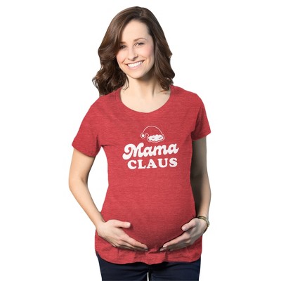 Maternity Mama Claus T Shirt Funny Christmas Holiday Party Mrs Claus Novelty Baby Pregnancy Tee - Crazy Dog Maternity T Shirt Gift For Christmas