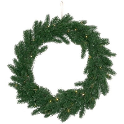 Northlight Pre-Lit Battery Operated Lush Pine Artificial Christmas Wreath - 24" - Clear Lights