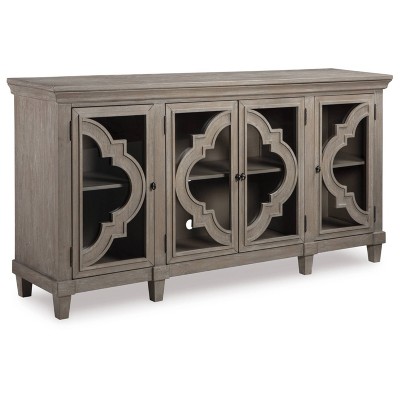Fossil Ridge Door Accent Cabinet Gray - Signature Design by Ashley: Vintage-Inspired, Hidden Storage, Adjustable Shelves