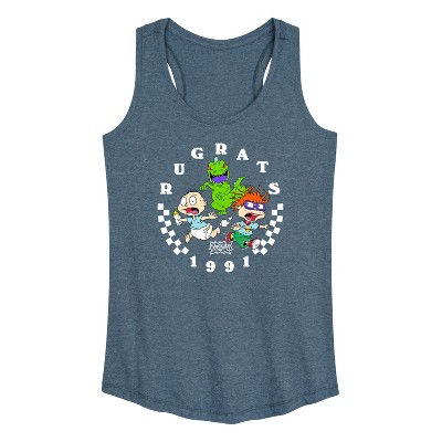 Women's - Rugrats - Running From Reptar Checkers Graphic Racerback Tank