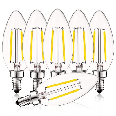 Luxrite 4W Vintage Candelabra LED Bulbs Dimmable, 400 Lumens, 4000K Cool White, 40W Equivalent, UL Listed, E12 Base 6 Pack
