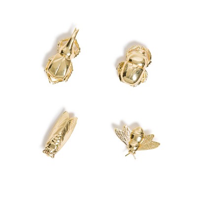 U Brands 4pk Insect Magnets Gold: Fridge & Locker Accessories, Bug Design, Metal, 2500Gs Pull Capacity