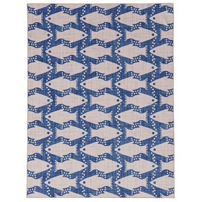 Washable Seabourne Rug Ivory/Blue - Linon