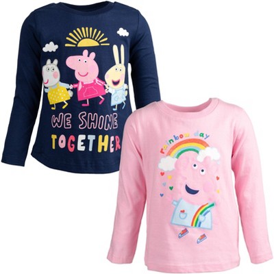 Peppa Pig 2 Pack Long Sleeve T-Shirts Little Kid to Big Kid