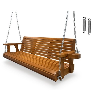 Fortune Candy Wooden Porch Swing 2-Seater/3-Seater for Outdoor Patio Garden Yard (5 ft.)