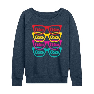 Women's - Coca-Cola - Retro Sunglasses Lightweight French Terry Wide Neck Long Sleeve Graphic Shirt