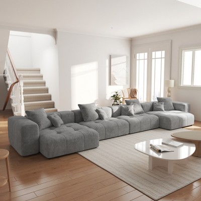 WJShome Sectional Couches For Living Room,183" U Shaped Couch, 4-Seater Cloud Modular Sectional Sofa with 2 Ottoman For Home