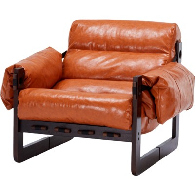 FONTOI Medieval Accent Chair with Removable Armrests, Vintage Reading Chair for Living Room, Bedroom, Retro Orange, 33.46"*29.52"*27.56"