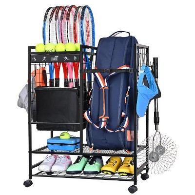 ZACHVO Tennis Rack Organizer: All-in-One Storage for Bags, Balls, Rackets & Gear