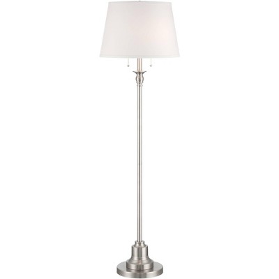360 Lighting Spenser Transitional 58" Tall Standing Floor Lamp Skinny Pole Pull Chain Silver Metal Brushed Nickel Finish Living Room Bedroom House