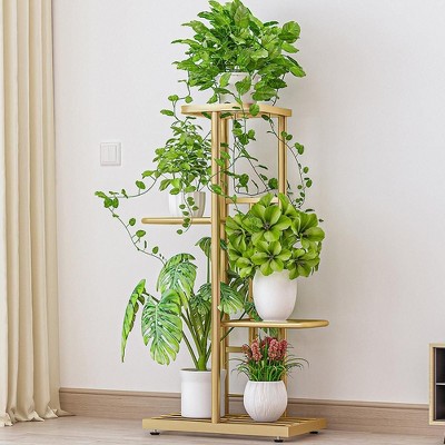 4Tier Metal Plant Stand Rack Multiple Flower Pot Holder Shelf, Indoor&Outdoor Planter Display Shelves for Patio Garden, Living Room, Corner