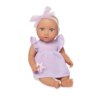 LullaBaby 14" Baby Doll with Lilac Dress & Pacifier - Blue Eyes