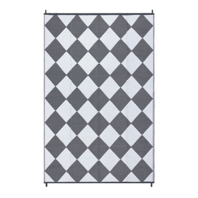 Outdoor Rug Modern Plastic Straw Carpet, Geometric Reversible Outdoor Plastic Straw Camping Rug, RV Mat for Deck, Backyard, Balcony, Porch