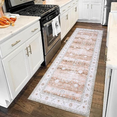 Vintage Area Rug for Living Room, Machine Washable, Non-Slip Low Pile Stain & Fade Resistant Distressed Accent Rug