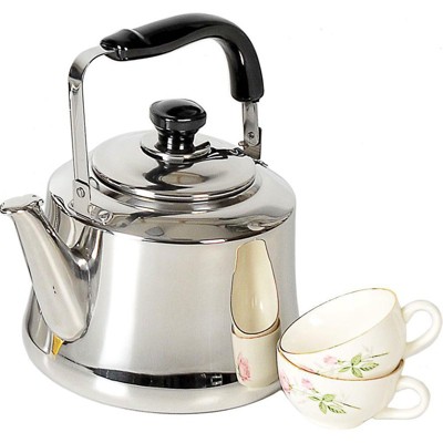 Lehman's Harmonica Hum Teakettle Shiny 304 Stainless Steel Large Spout 5 Quarts