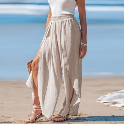 Women's Breezy Beach Chic Palazzo Cover Up Pants with Side Slits - Cupshe