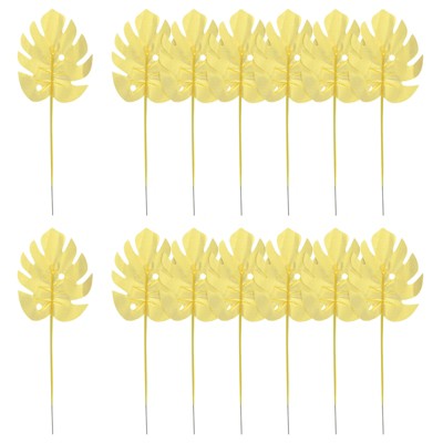 Unique Bargains Home Decorations Simulation Artificial Gold Palm Leaves