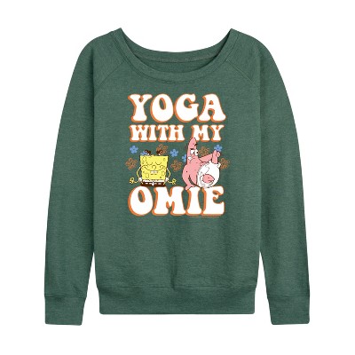 Women's - SpongeBob SquarePants - Yoga With My Omie Lightweight French Terry Wide Neck Long Sleeve Graphic Shirt