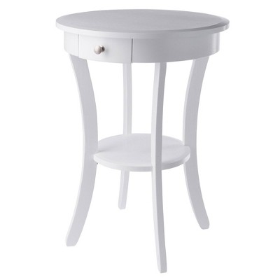 Sasha Round Accent Table - White - Winsome: Wood Composite, Veneer, Shelf Storage, Spot Clean