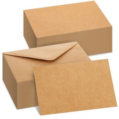 Sustainable Greetings 48 Pack Blank Stationery Cards and Envelopes Set, 4x6 Brown Printable Postcards for DIY Wedding Invitations