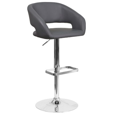 Merrick Lane Modern Bar Stool Rounded Mid-Back Stool With Height Adjustable Swivel Seat